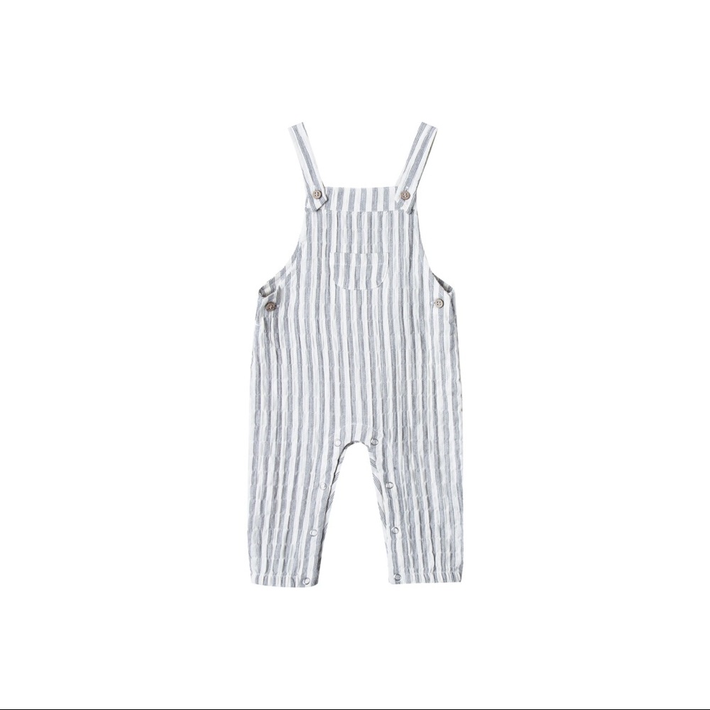 Rylee & Cru Stripped Washed Denim Baby Overalls